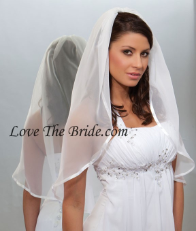 Chiffon Wedding veil 30" Long 3/8" Ribbon edge.