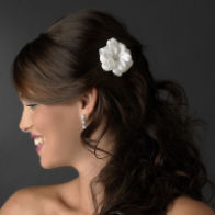 Gorgeous White Jeweled Delphinium Flower Hair Clip