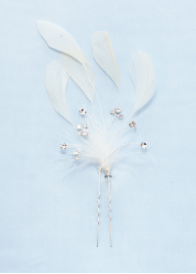 White or Ivory Feather Bridal Flower Pin