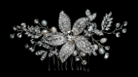 Bridal Hair Comb with Rhinestones and Pearls