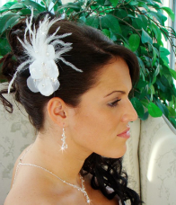 Feather Fascinator White or Ivory HP1533