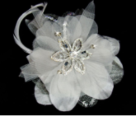 Silver Platinum Feather Fascinator for Hair or wear as a Pin