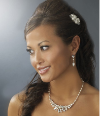 Silver Pearl Bridal Jewelry Set NE