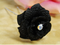 Black Glitter Crystal Bridal Hair Pin