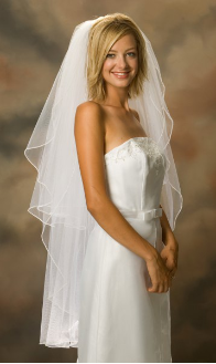 Knee Length Standard Pearl Edge Bridal Veil