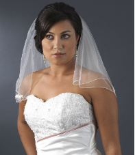 Bridal Wedding Shoulder Length with Rosette Appliques Veil