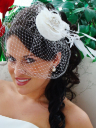 Bridal Hat and Bird Cage Veil HP 8127