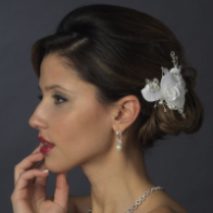 Rhinestone & Crystal Bead Flower Bridal Hair Clip